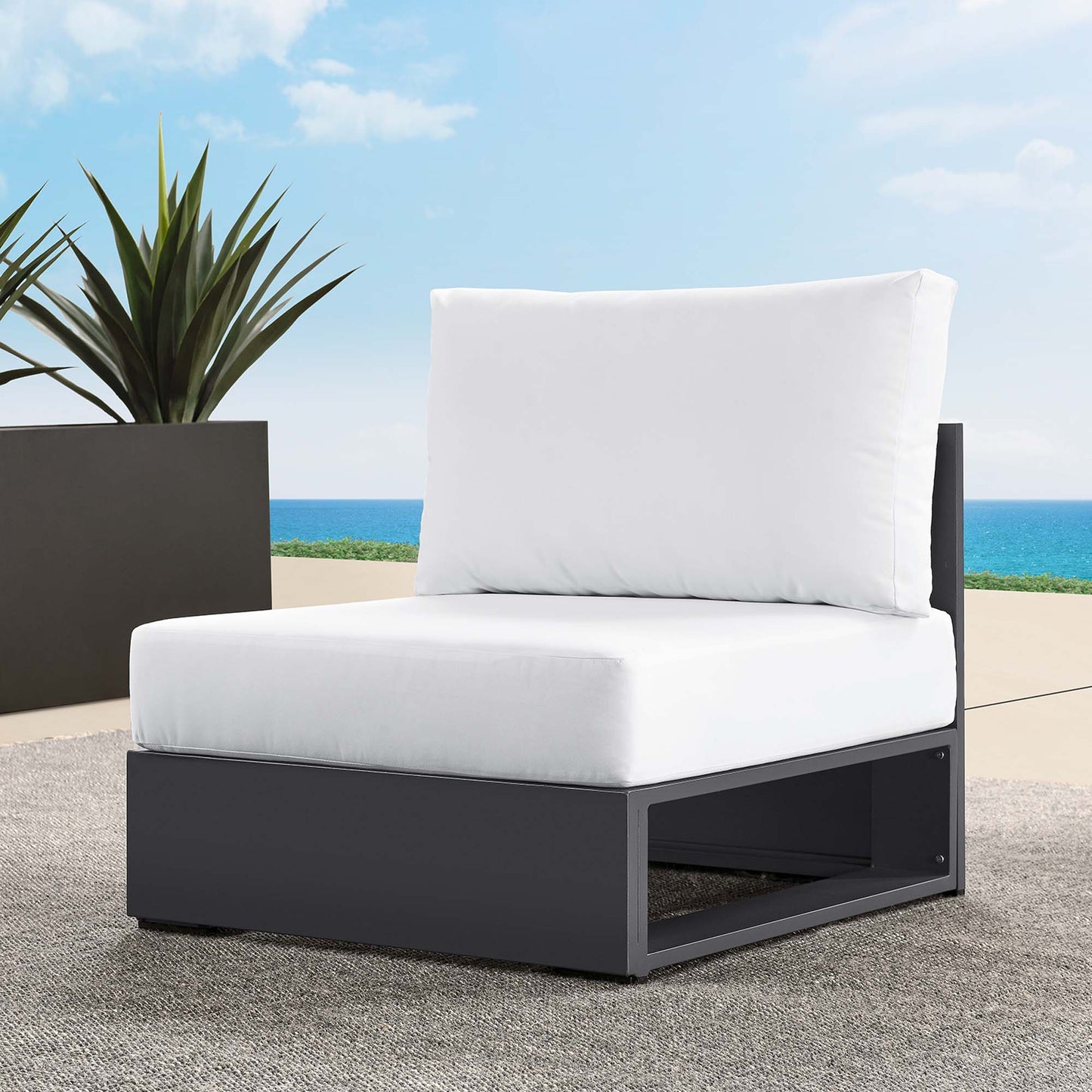 Tahoe Outdoor Patio Powder-Coated Aluminum Modular Armless Chair by Furniture For America
