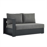 Aspen Outdoor Patio Powder-Coated Aluminum Modular Left-Facing Loveseat in Gray Charcoal