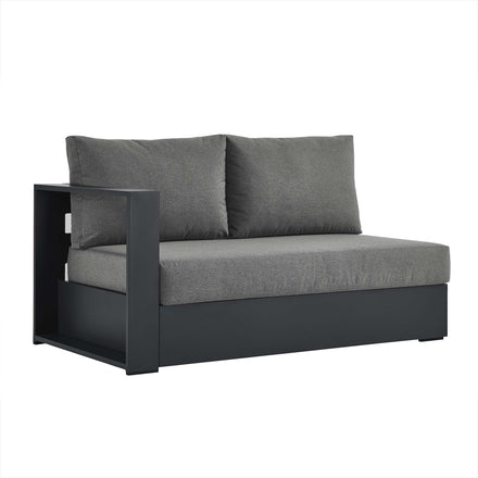 Tahoe Outdoor Patio Powder-Coated Aluminum Modular Left-Facing Loveseat in Gray Charcoal