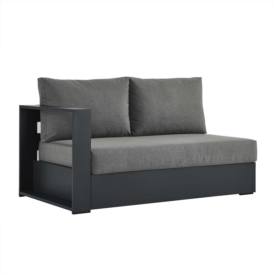 Aspen Outdoor Patio Powder-Coated Aluminum Modular Left-Facing Loveseat in Gray Charcoal