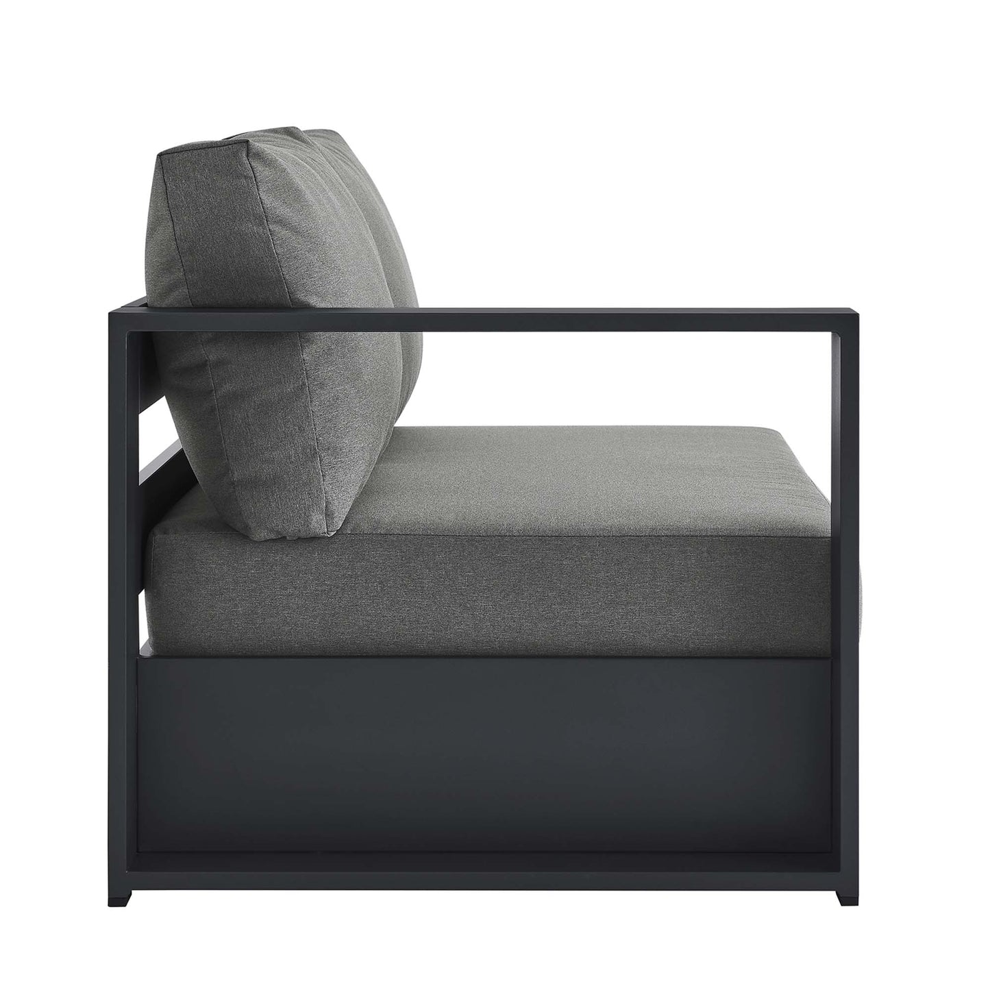 Aspen Outdoor Patio Powder-Coated Aluminum Modular Left-Facing Loveseat in Gray Charcoal