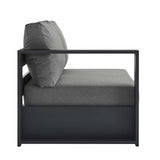 Aspen Outdoor Patio Powder-Coated Aluminum Modular Left-Facing Loveseat in Gray Charcoal