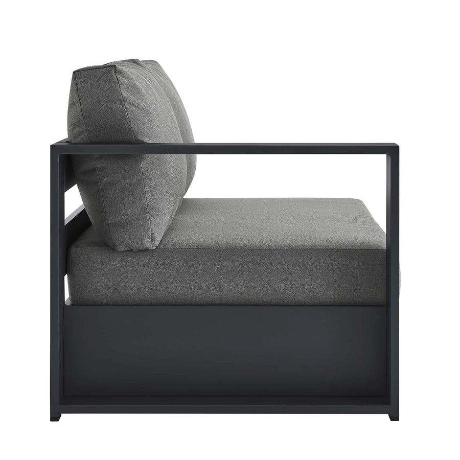 Aspen Outdoor Patio Powder-Coated Aluminum Modular Left-Facing Loveseat in Gray Charcoal