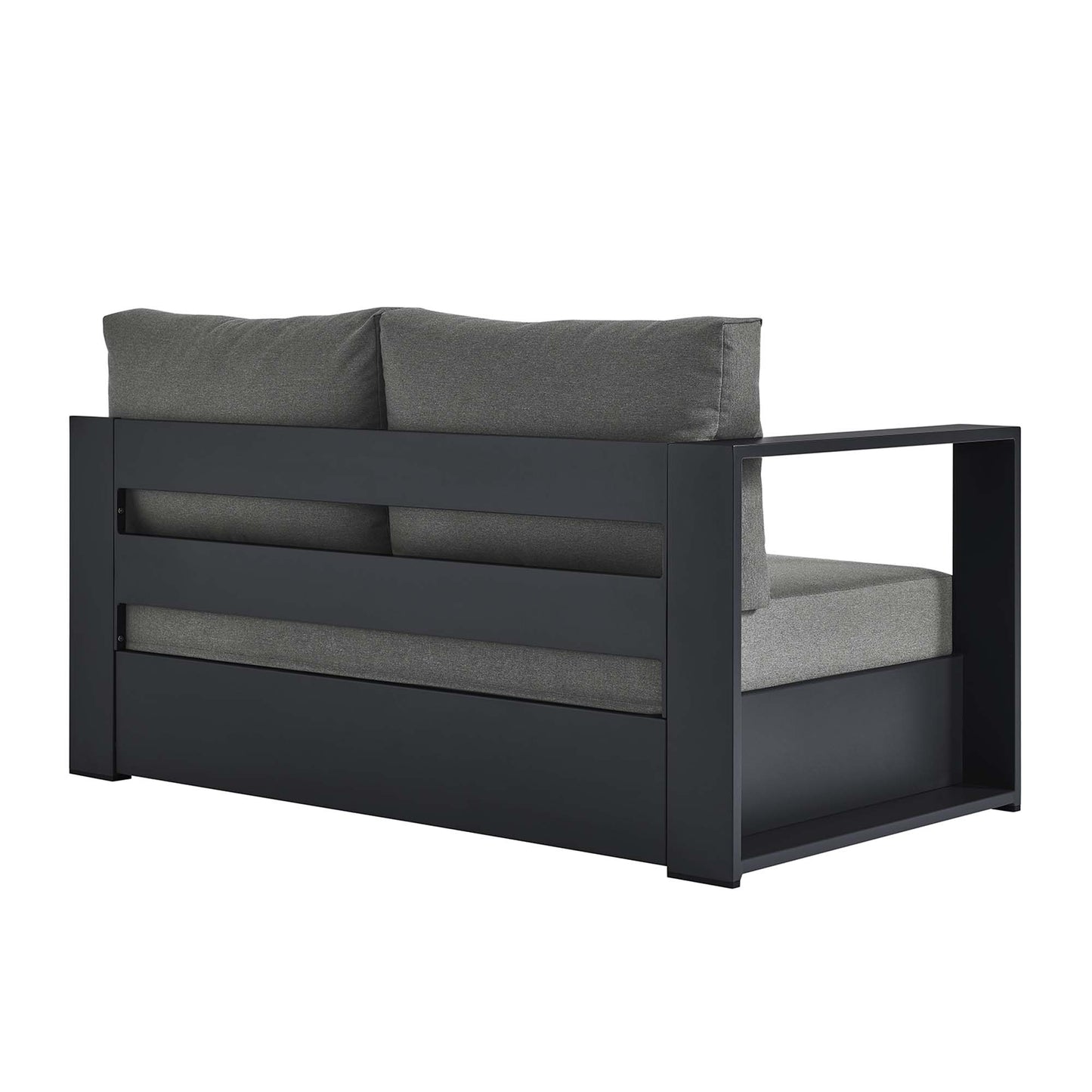 Aspen Outdoor Patio Powder-Coated Aluminum Modular Left-Facing Loveseat in Gray Charcoal
