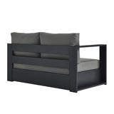 Aspen Outdoor Patio Powder-Coated Aluminum Modular Left-Facing Loveseat in Gray Charcoal