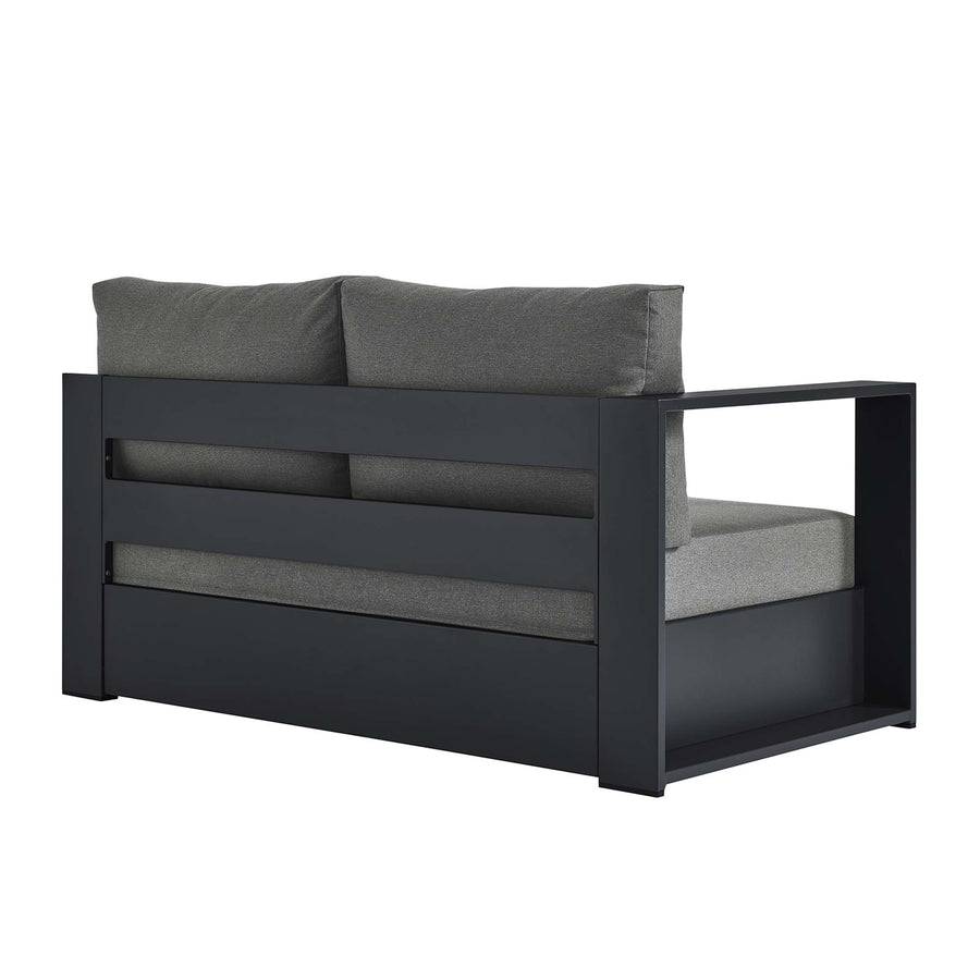 Aspen Outdoor Patio Powder-Coated Aluminum Modular Left-Facing Loveseat in Gray Charcoal