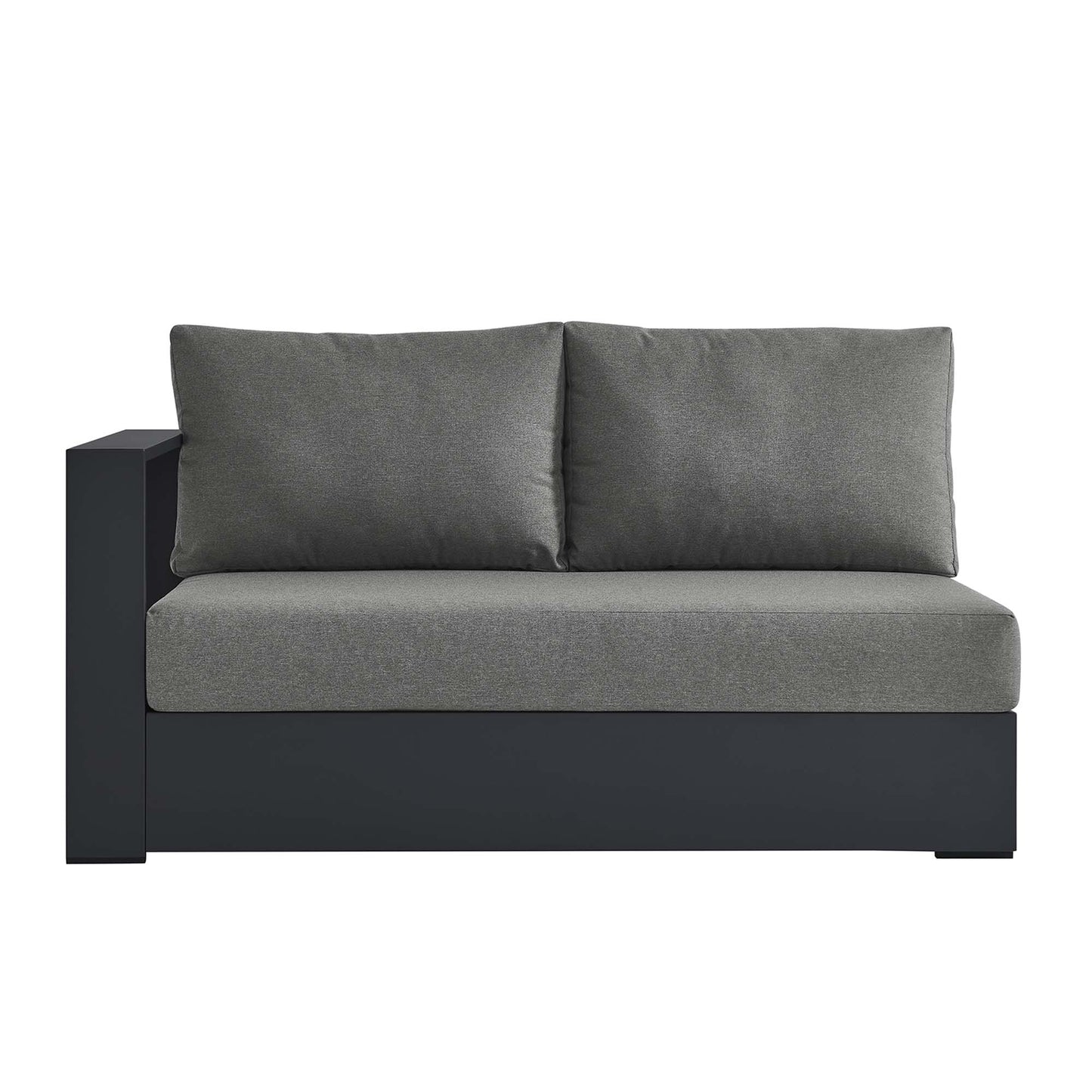 Aspen Outdoor Patio Powder-Coated Aluminum Modular Left-Facing Loveseat in Gray Charcoal