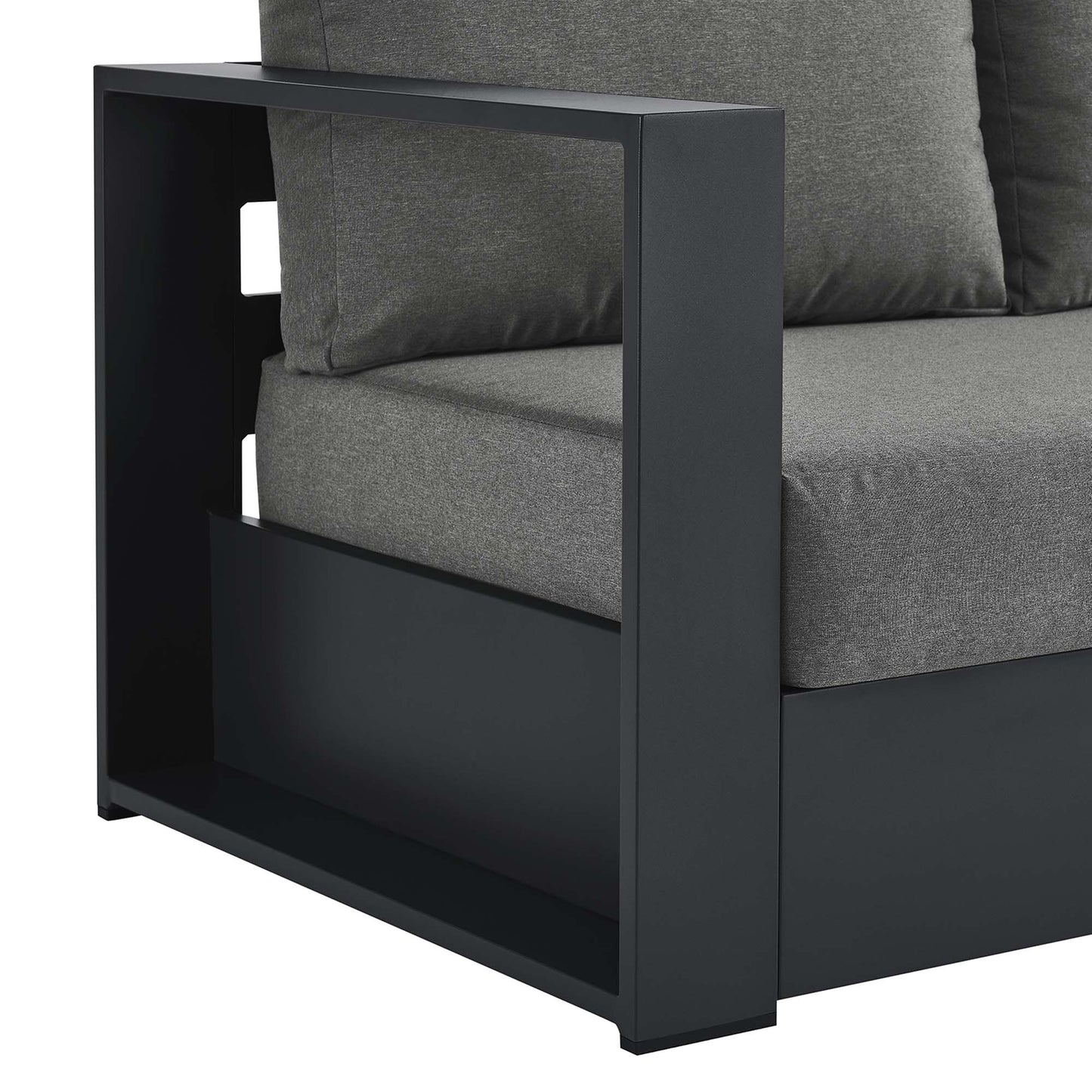 Aspen Outdoor Patio Powder-Coated Aluminum Modular Left-Facing Loveseat in Gray Charcoal