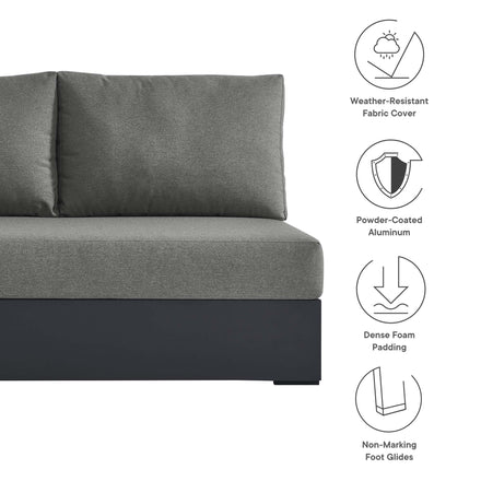 Tahoe Outdoor Patio Powder-Coated Aluminum Modular Left-Facing Loveseat in Gray Charcoal