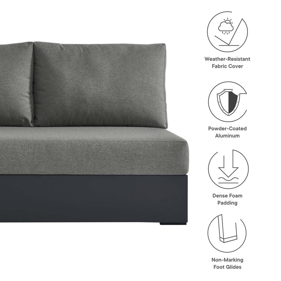 Aspen Outdoor Patio Powder-Coated Aluminum Modular Left-Facing Loveseat in Gray Charcoal