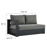 Aspen Outdoor Patio Powder-Coated Aluminum Modular Left-Facing Loveseat in Gray Charcoal