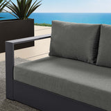 Aspen Outdoor Patio Powder-Coated Aluminum Modular Left-Facing Loveseat in Gray Charcoal