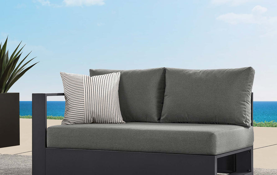 Aspen Outdoor Patio Powder-Coated Aluminum Modular Left-Facing Loveseat in Gray Charcoal