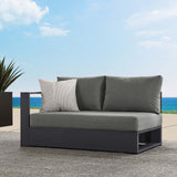 Aspen Outdoor Patio Powder-Coated Aluminum Modular Left-Facing Loveseat in Gray Charcoal