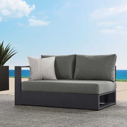Tahoe Outdoor Patio Powder-Coated Aluminum Modular Left-Facing Loveseat in Gray Charcoal