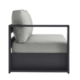 Aspen Outdoor Patio Powder-Coated Aluminum Modular Left-Facing Loveseat in Gray Gray