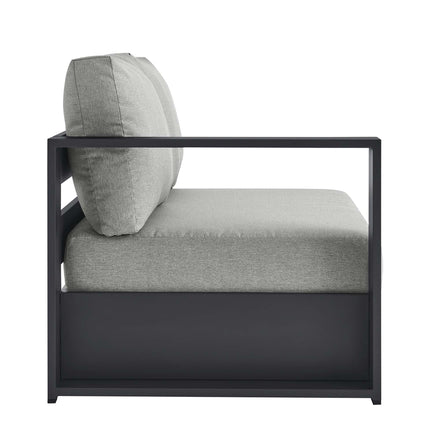 Tahoe Outdoor Patio Powder-Coated Aluminum Modular Left-Facing Loveseat in Gray Gray