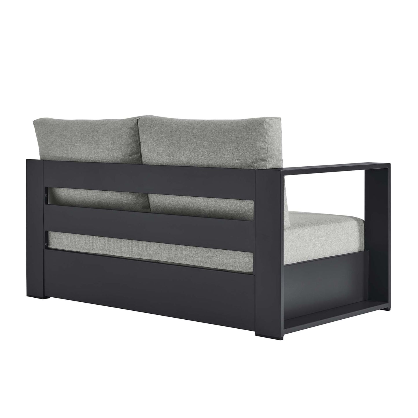 Aspen Outdoor Patio Powder-Coated Aluminum Modular Left-Facing Loveseat in Gray Gray