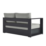 Aspen Outdoor Patio Powder-Coated Aluminum Modular Left-Facing Loveseat in Gray Gray
