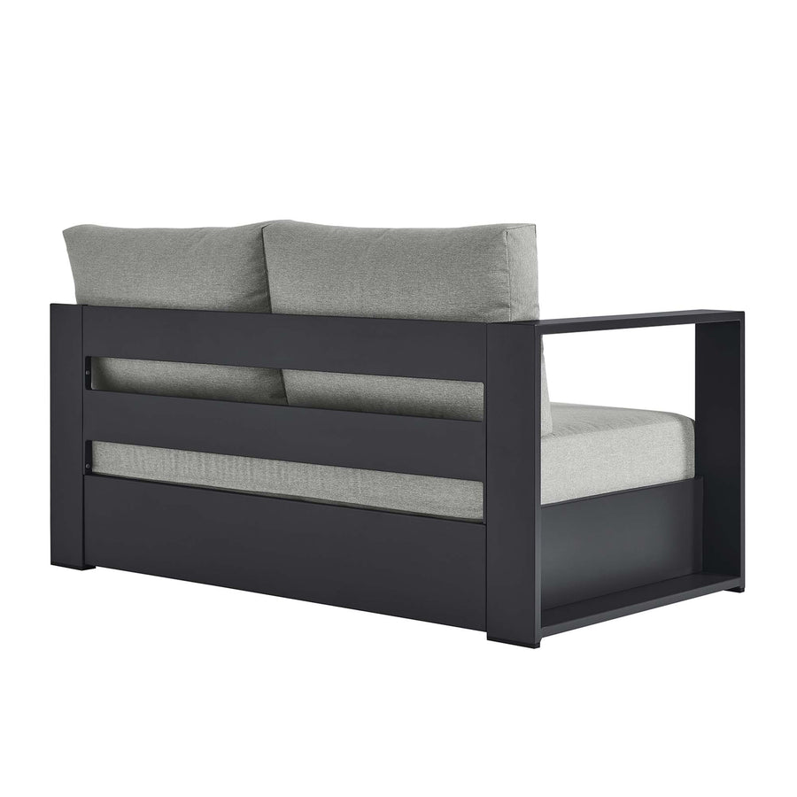 Aspen Outdoor Patio Powder-Coated Aluminum Modular Left-Facing Loveseat in Gray Gray