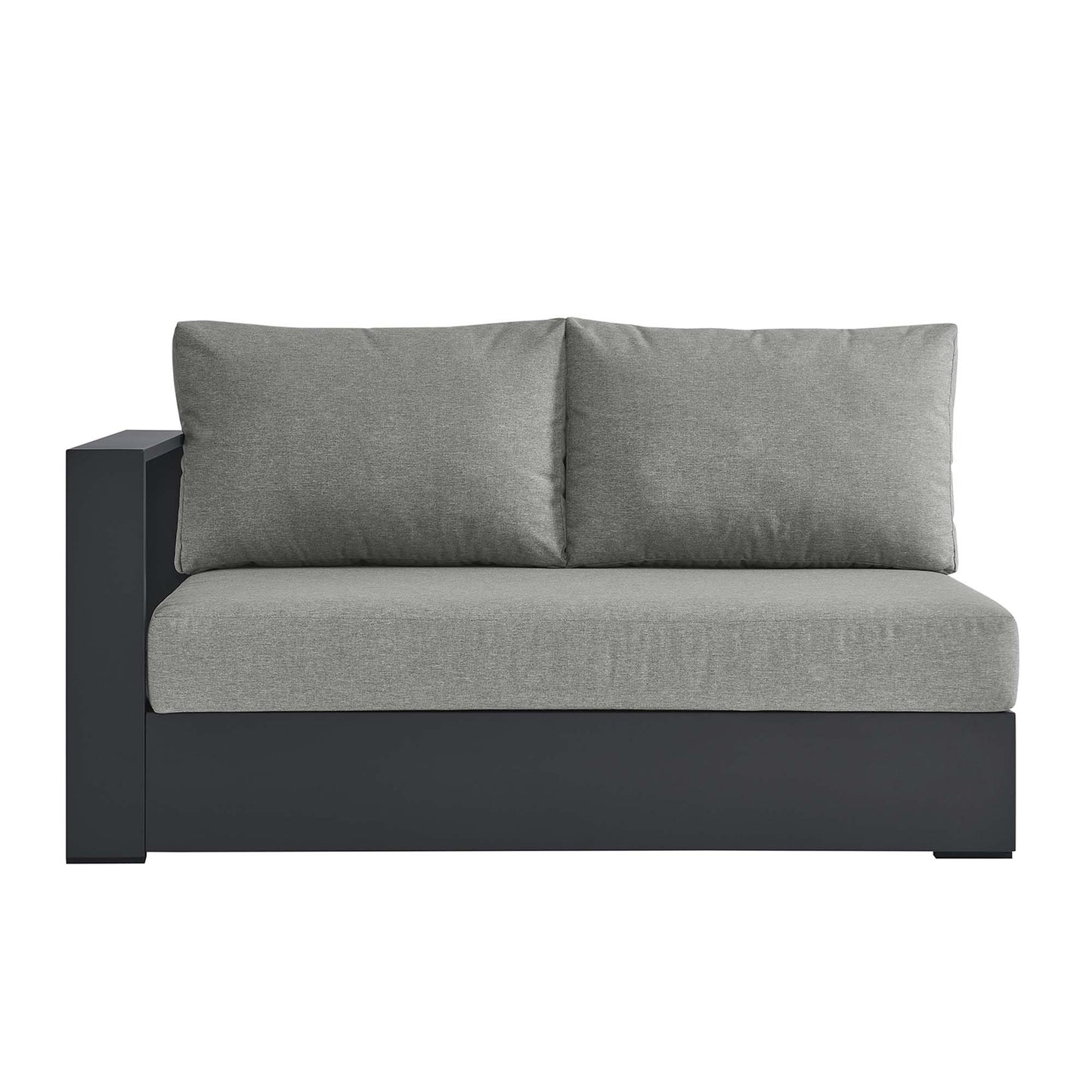 Aspen Outdoor Patio Powder-Coated Aluminum Modular Left-Facing Loveseat in Gray Gray