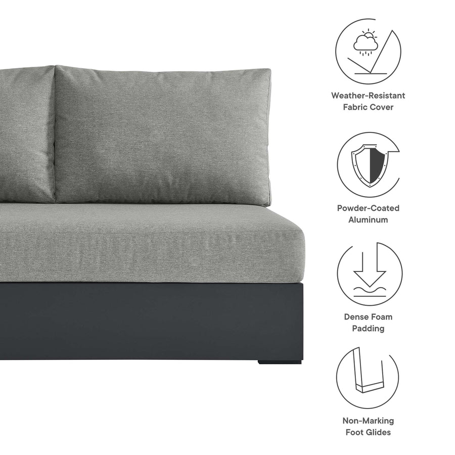 Aspen Outdoor Patio Powder-Coated Aluminum Modular Left-Facing Loveseat in Gray Gray