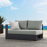 Aspen Outdoor Patio Powder-Coated Aluminum Modular Left-Facing Loveseat in Gray Gray
