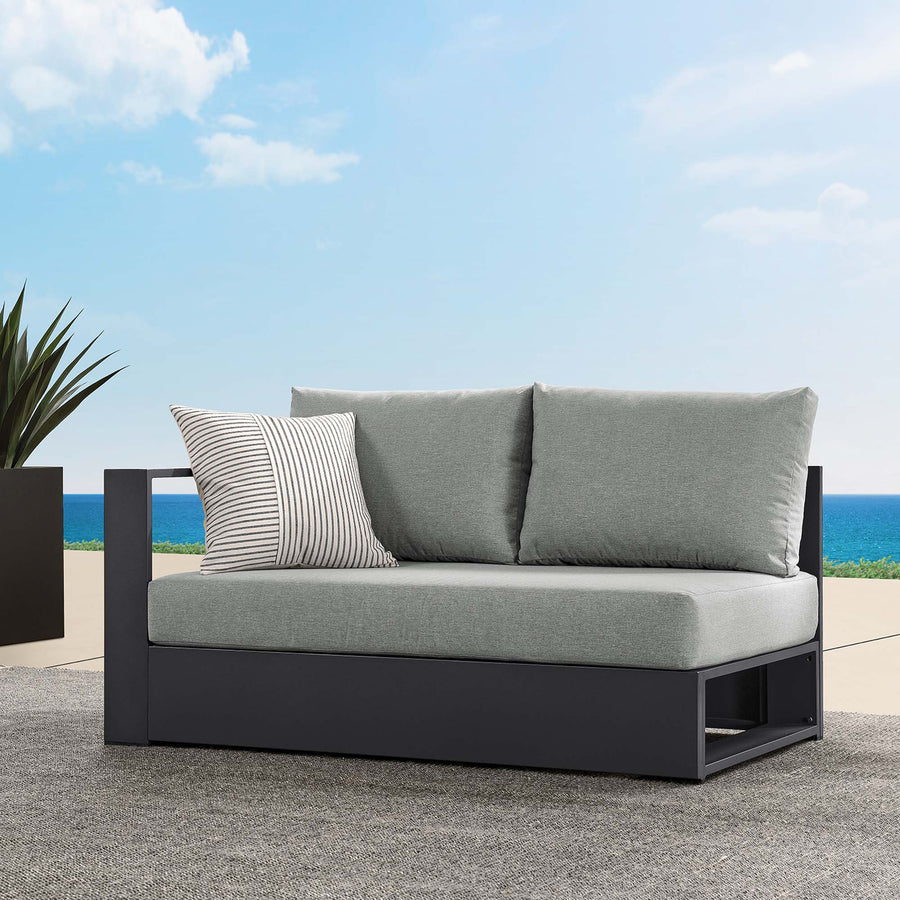 Aspen Outdoor Patio Powder-Coated Aluminum Modular Left-Facing Loveseat in Gray Gray