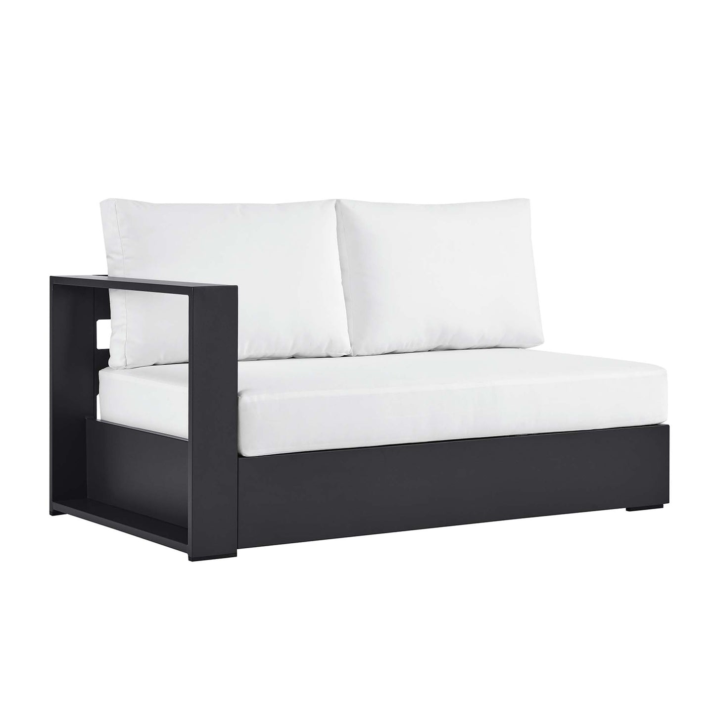 Aspen Outdoor Patio Powder-Coated Aluminum Modular Left-Facing Loveseat in Gray White