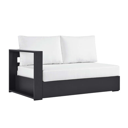 Tahoe Outdoor Patio Powder-Coated Aluminum Modular Left-Facing Loveseat in Gray White