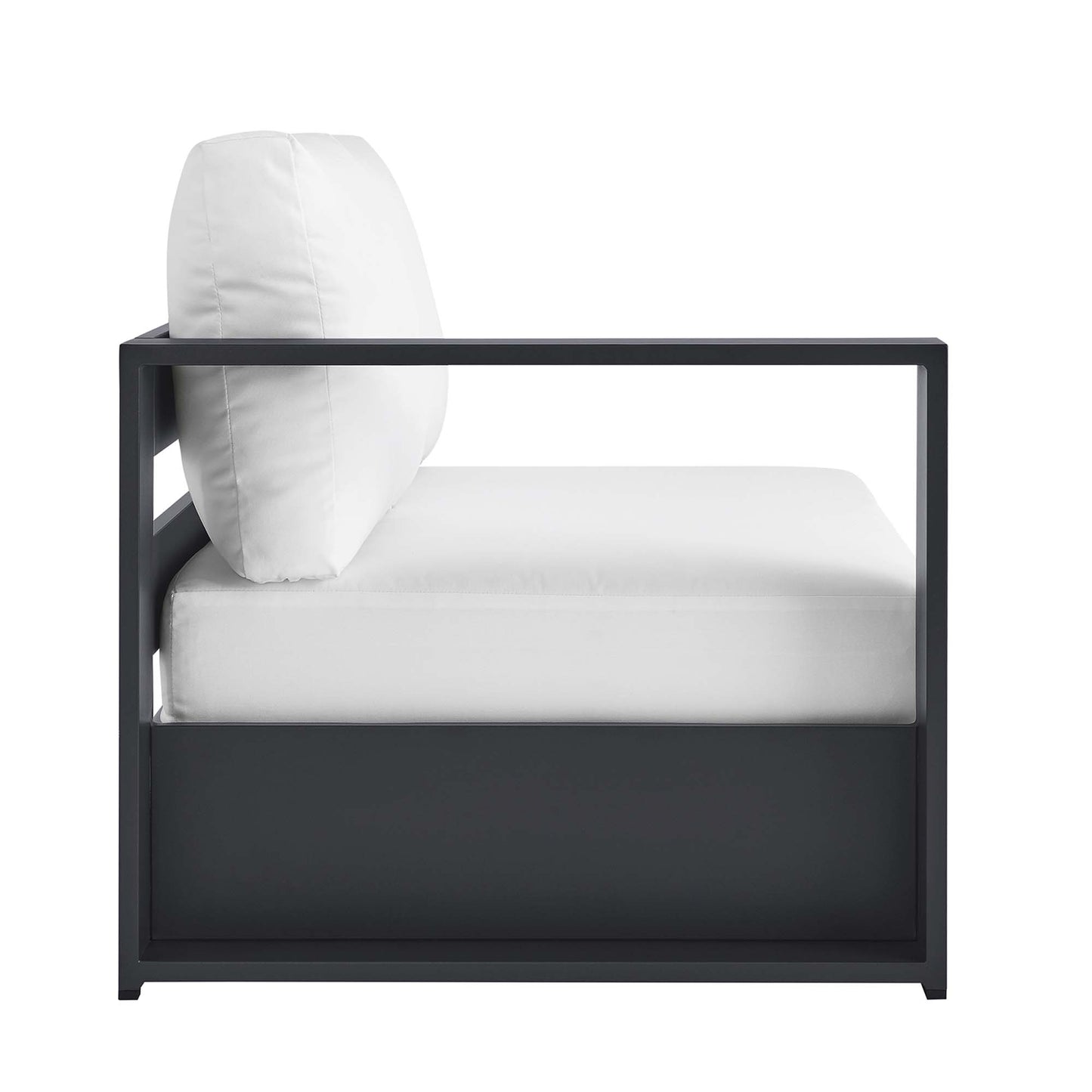 Aspen Outdoor Patio Powder-Coated Aluminum Modular Left-Facing Loveseat in Gray White