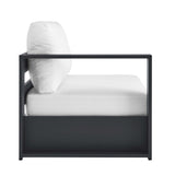 Aspen Outdoor Patio Powder-Coated Aluminum Modular Left-Facing Loveseat in Gray White