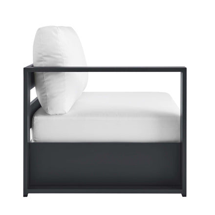 Tahoe Outdoor Patio Powder-Coated Aluminum Modular Left-Facing Loveseat in Gray White
