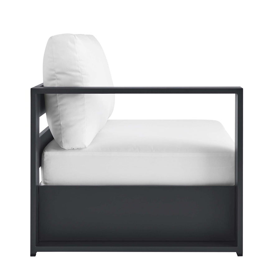 Aspen Outdoor Patio Powder-Coated Aluminum Modular Left-Facing Loveseat in Gray White