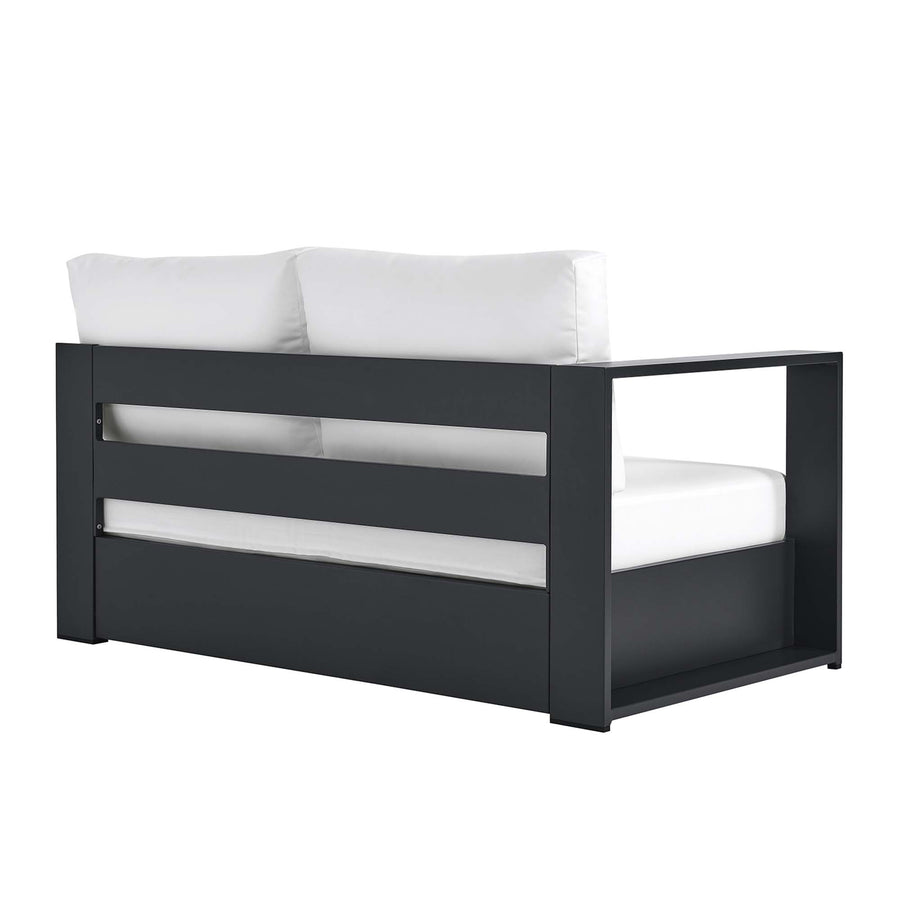 Aspen Outdoor Patio Powder-Coated Aluminum Modular Left-Facing Loveseat in Gray White
