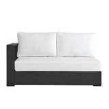 Aspen Outdoor Patio Powder-Coated Aluminum Modular Left-Facing Loveseat in Gray White