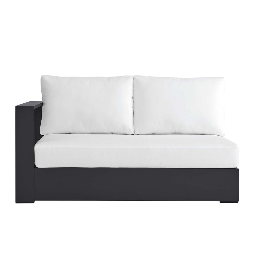 Aspen Outdoor Patio Powder-Coated Aluminum Modular Left-Facing Loveseat in Gray White