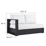 Aspen Outdoor Patio Powder-Coated Aluminum Modular Left-Facing Loveseat in Gray White