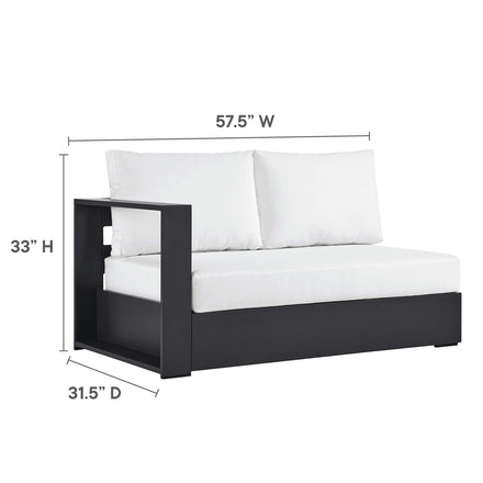 Tahoe Outdoor Patio Powder-Coated Aluminum Modular Left-Facing Loveseat in Gray White