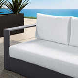 Aspen Outdoor Patio Powder-Coated Aluminum Modular Left-Facing Loveseat in Gray White
