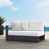 Aspen Outdoor Patio Powder-Coated Aluminum Modular Left-Facing Loveseat in Gray White