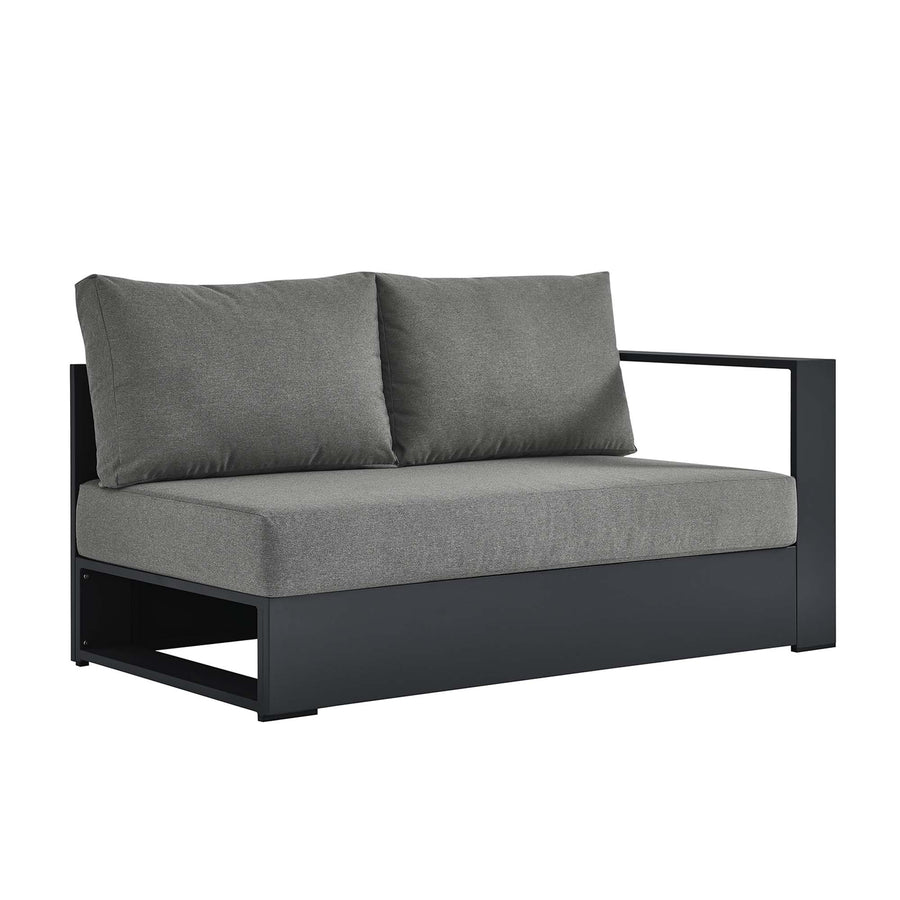 Aspen Outdoor Patio Powder-Coated Aluminum Modular Right-Facing Loveseat in Gray Charcoal