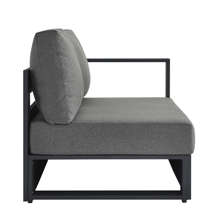 Tahoe Outdoor Patio Powder-Coated Aluminum Modular Right-Facing Loveseat in Gray Charcoal