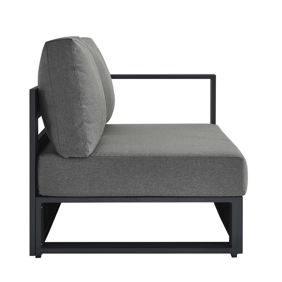 Aspen Outdoor Patio Powder-Coated Aluminum Modular Right-Facing Loveseat in Gray Charcoal