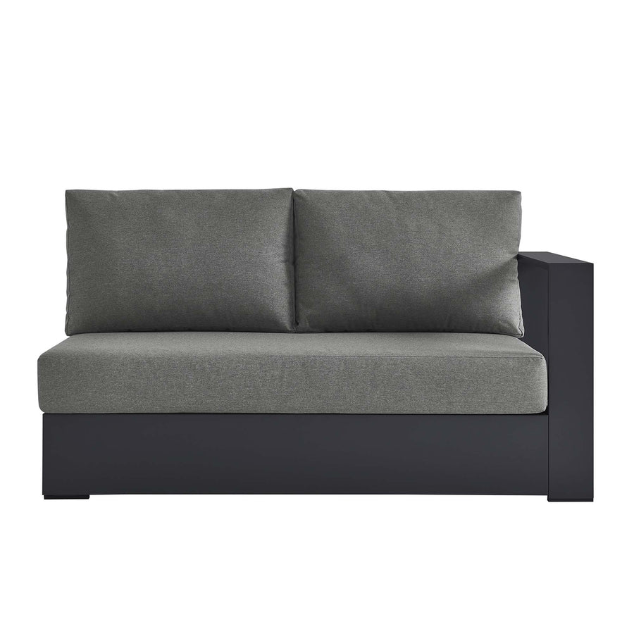 Aspen Outdoor Patio Powder-Coated Aluminum Modular Right-Facing Loveseat in Gray Charcoal