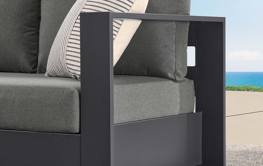 Aspen Outdoor Patio Powder-Coated Aluminum Modular Right-Facing Loveseat in Gray Charcoal