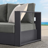 Aspen Outdoor Patio Powder-Coated Aluminum Modular Right-Facing Loveseat in Gray Charcoal