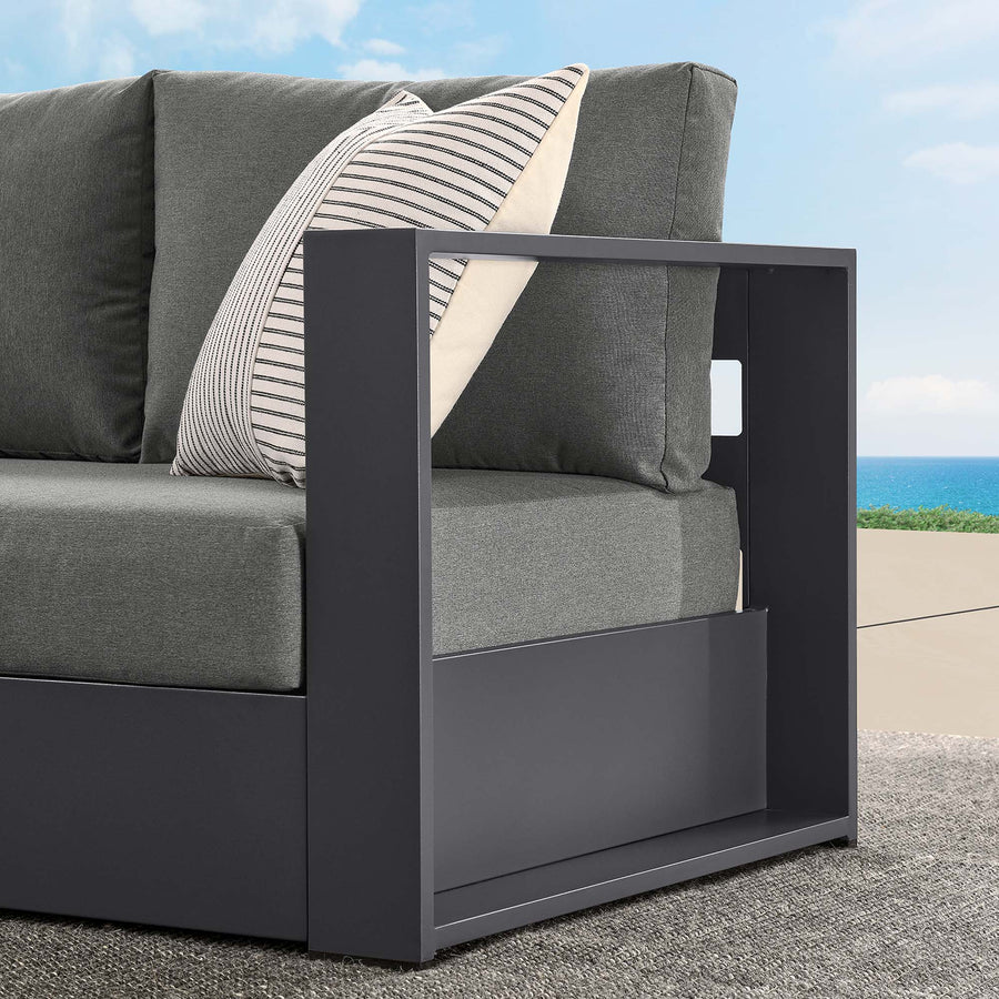 Aspen Outdoor Patio Powder-Coated Aluminum Modular Right-Facing Loveseat in Gray Charcoal