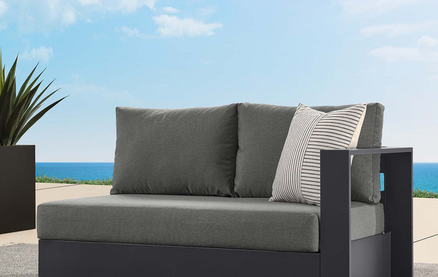Aspen Outdoor Patio Powder-Coated Aluminum Modular Right-Facing Loveseat in Gray Charcoal
