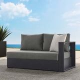 Aspen Outdoor Patio Powder-Coated Aluminum Modular Right-Facing Loveseat in Gray Charcoal